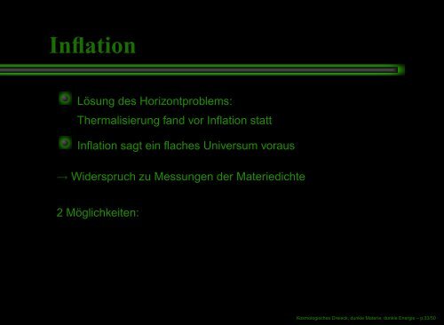 Kosmologisches Dreieck, dunkle Materie, dunkle Energie