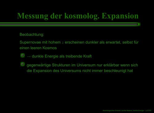 Kosmologisches Dreieck, dunkle Materie, dunkle Energie