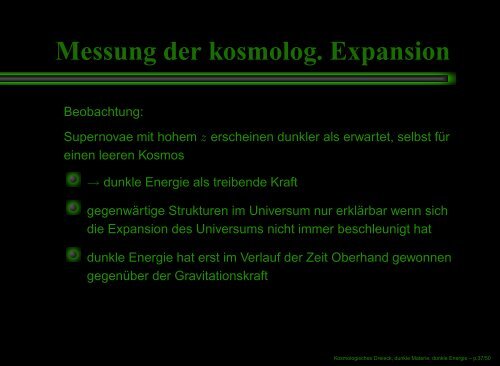 Kosmologisches Dreieck, dunkle Materie, dunkle Energie