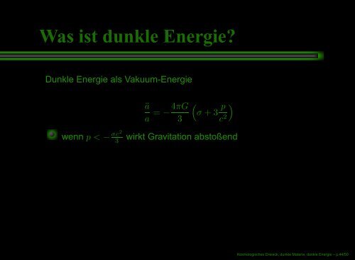 Kosmologisches Dreieck, dunkle Materie, dunkle Energie