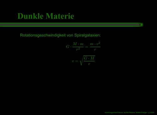 Kosmologisches Dreieck, dunkle Materie, dunkle Energie