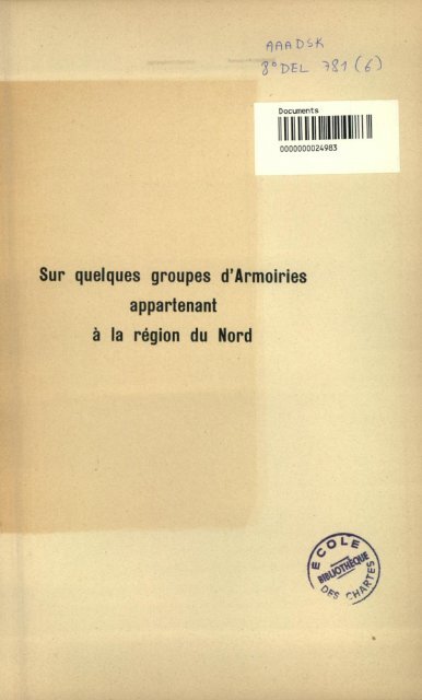 Sur quelques groupes d'armoiries appartenant a la region du Nord