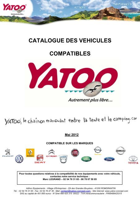 Catalogue des véhicules compatibles Yatoo - Mai 2012