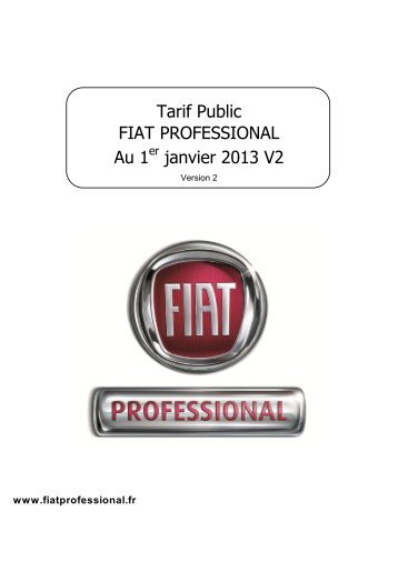 Tarif Public FIAT PROFESSIONAL Au 1er janvier 2013 V2