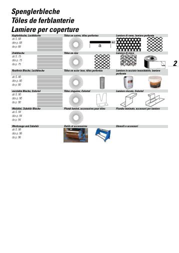Spenglerbleche Tôles de ferblanterie Lamiere ... - Debrunner Acifer