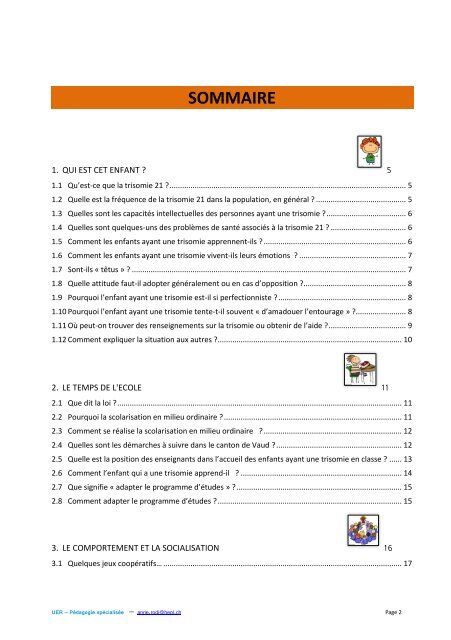 Trisomie: Quelques ressources pour le Cyle 1 (PDF ... - HEP Vaud