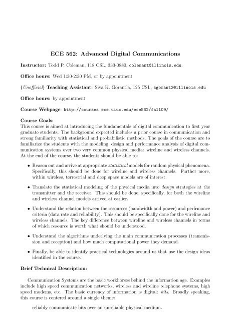 ECE 562: Advanced Digital Communications