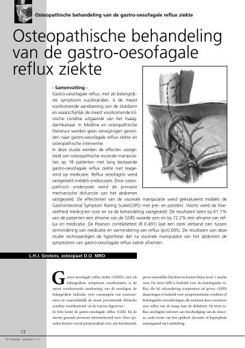 Osteopathische behandeling van de gastro-oesofagale reflux ziekte