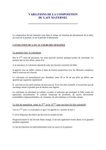Variations De La Composition Du Lait Maternel Bebe Lotus Variations De La Composition Du Lait Maternel Bebe Lotus