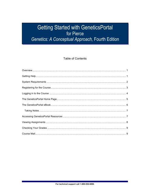 Student User Guide for GeneticsPortal Genetics: A Conceptual ...