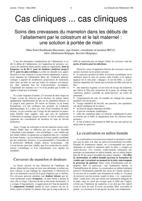 Soins Des Crevasses Du Mamelon Dans Les Débuts De L