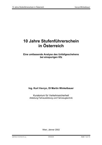 10 Jahre Stufenführerschein in Österreich