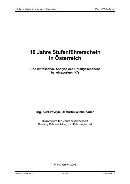 10 Jahre Stufenführerschein in Österreich