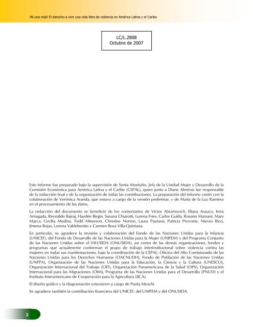 El derecho a vivir una vida libre de violencia en América ... - Cepal