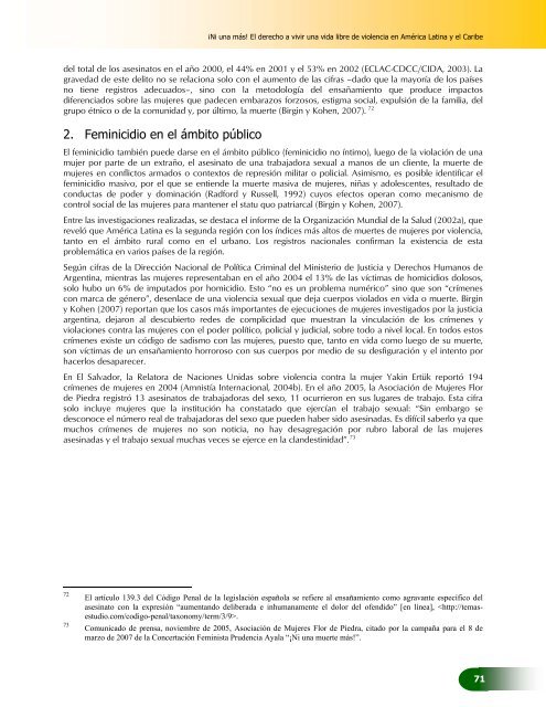 El derecho a vivir una vida libre de violencia en América ... - Cepal