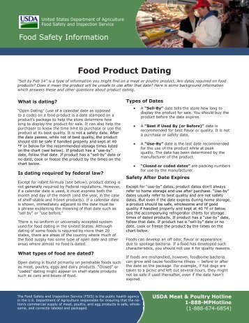 Food Product Dating - Food Safety and Inspection Service - US ...