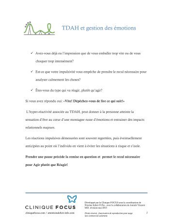 TDAH et gestion des émotions