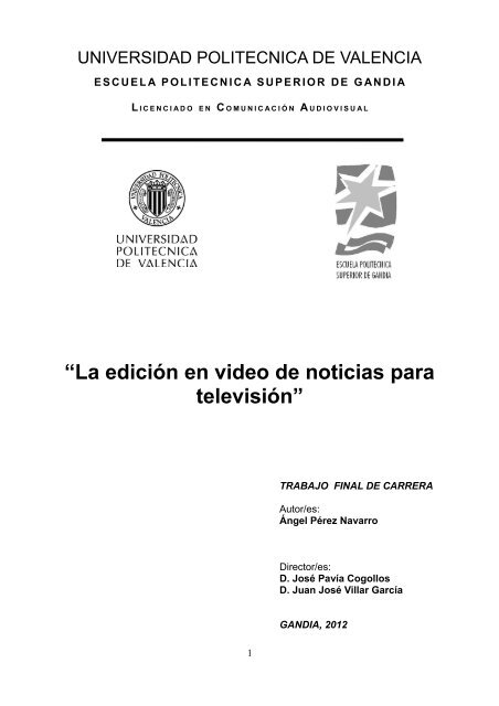 “La edición en video de noticias para televisión” - RiuNet