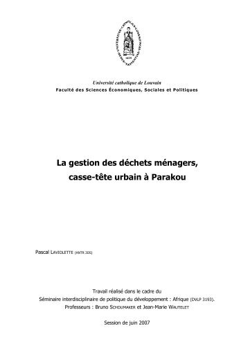 La gestion des déchets à Parakou - E-monsite