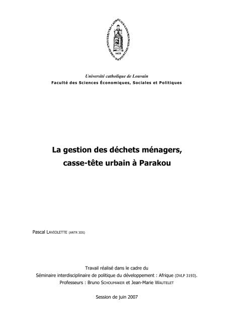 La gestion des déchets à Parakou - E-monsite