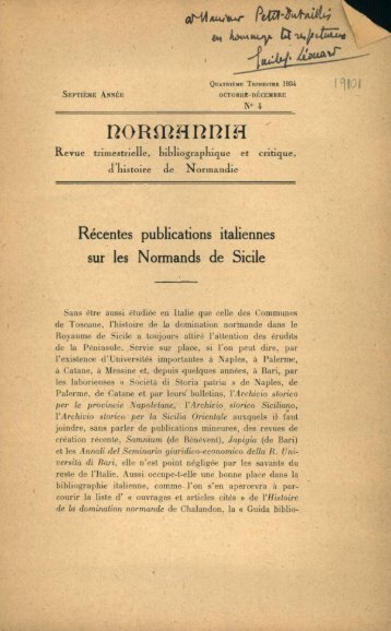 Recentes publications italiennes sur les Normands de Sicile