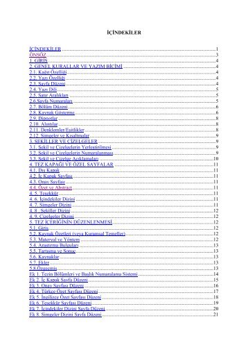 İÇİNDEKİLER İÇİNDEKİLER ... - İnönü Üniversitesi