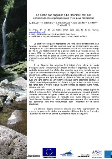 La pêche des anguilles à La Réunion : état des ... - ARDA