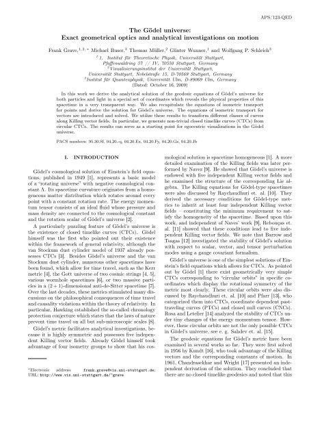 The Gödel universe - Institut für Theoretische Physik der Universität ...