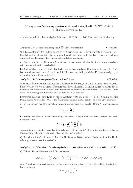 33k - 1. Institut für Theoretische Physik - Universität Stuttgart