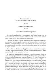 Communication de Monsieur Michel HaCHet Séance du 2 mars ...