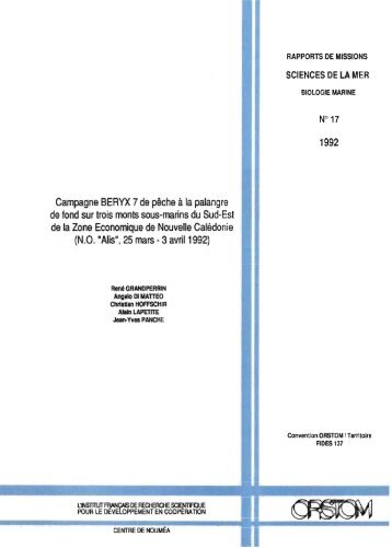 Campagne BERYX 7 de pêche à la palangre de fond sur trois ... - IRD