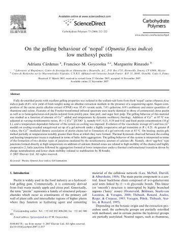 On the gelling behaviour of 'nopal' (Opuntia ficus indica) low ...