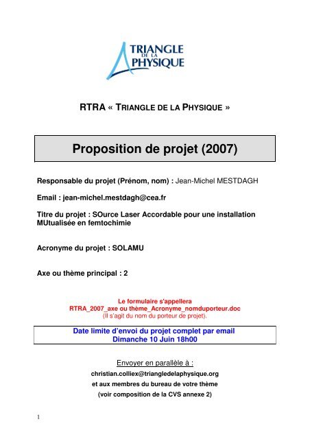 Proposition de projet (2007) - STEM@LPS