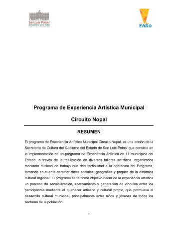 Programa de Experiencia Artística Municipal Circuito Nopal