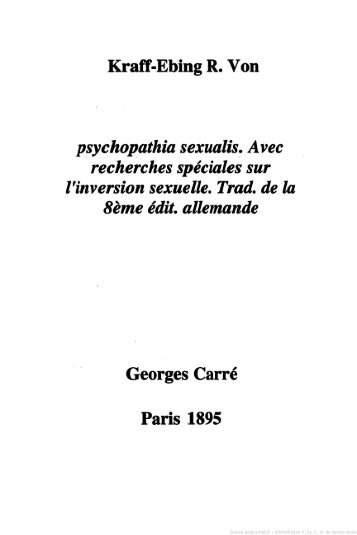 Psychopathia sexualis - Faculté de Médecine