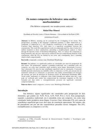 Os nomes compostos do hebraico: uma análise ... - GEL