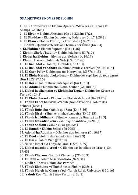 Significado do O Elohe ISRAEL - Nomes de Deus