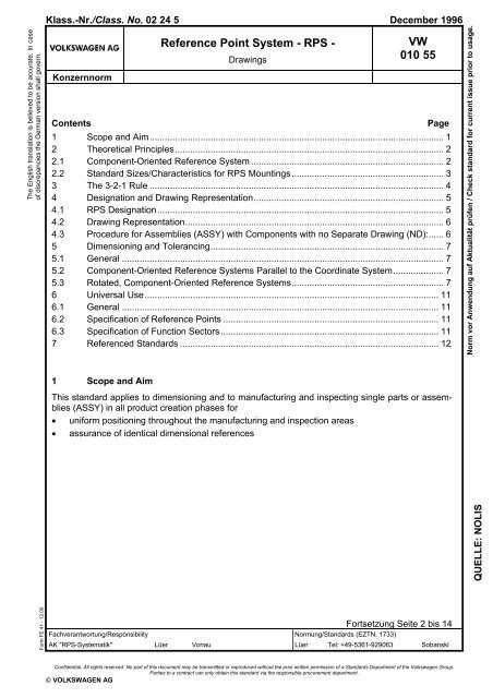 Reference Point System - RPS - VW 010 55