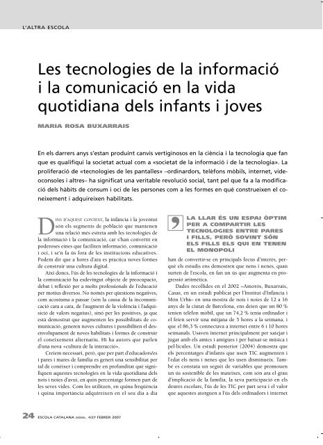 Les tecnologies de la informació i la comunicació en la vida ...