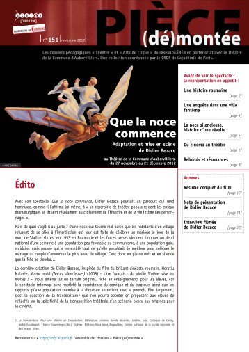 Dossier pédagogique Que la noce commence - Espace des Arts