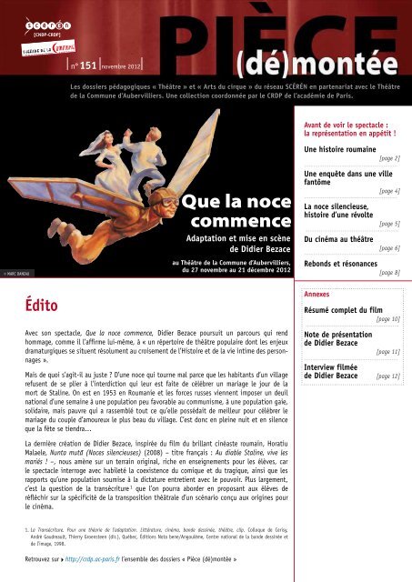 Dossier Pedagogique Que La Noce Commence Espace Des Arts