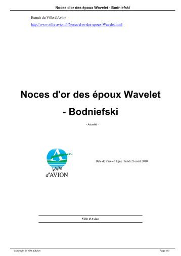Noces d'or des époux Wavelet - Bodniefski - Avion