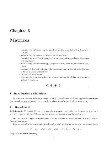 Matrices - BCPST Hoche