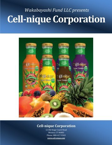 Wakabayashi Fund LLC Presents Cell-nique Corporation