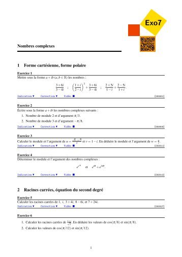 Nombres complexes - Exo7 - Emath.fr