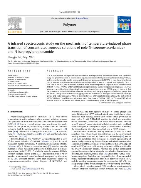 A infrared spectroscopic study on the mechanism of temperature ...