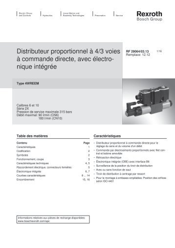 Distributeur proportionnel à 4/3 voies à commande ... - Bosch Rexroth