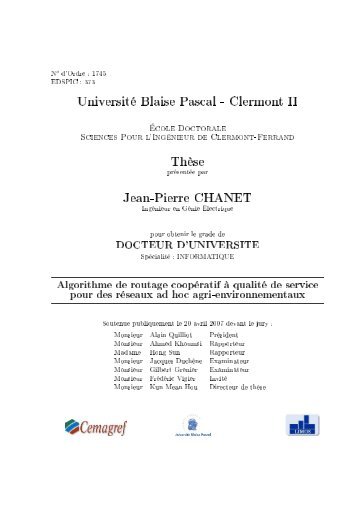 Université Blaise Pascal - Clermont II Thèse Jean-Pierre CHANET
