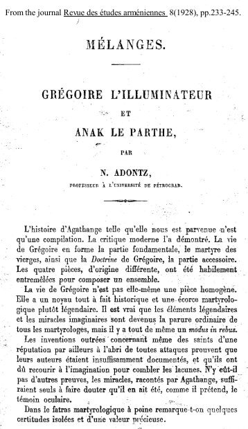 Gregoire l'Illuminateur et Anak le Parthe