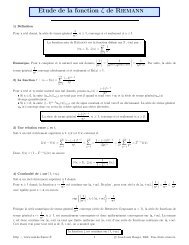 fonction zeta de Riemann - Maths-france.fr